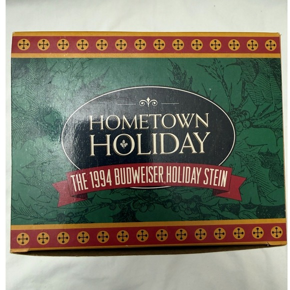 Vintage 1994 Budweiser Holiday Beer Stein Hometown Holiday With Box & COA - Picture 5 of 13